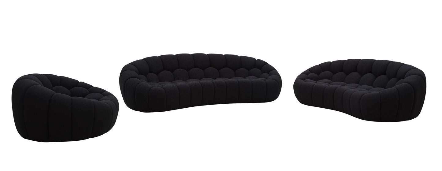 Pedro Afonso- Modern Curved Green Fabric Sofa Set
