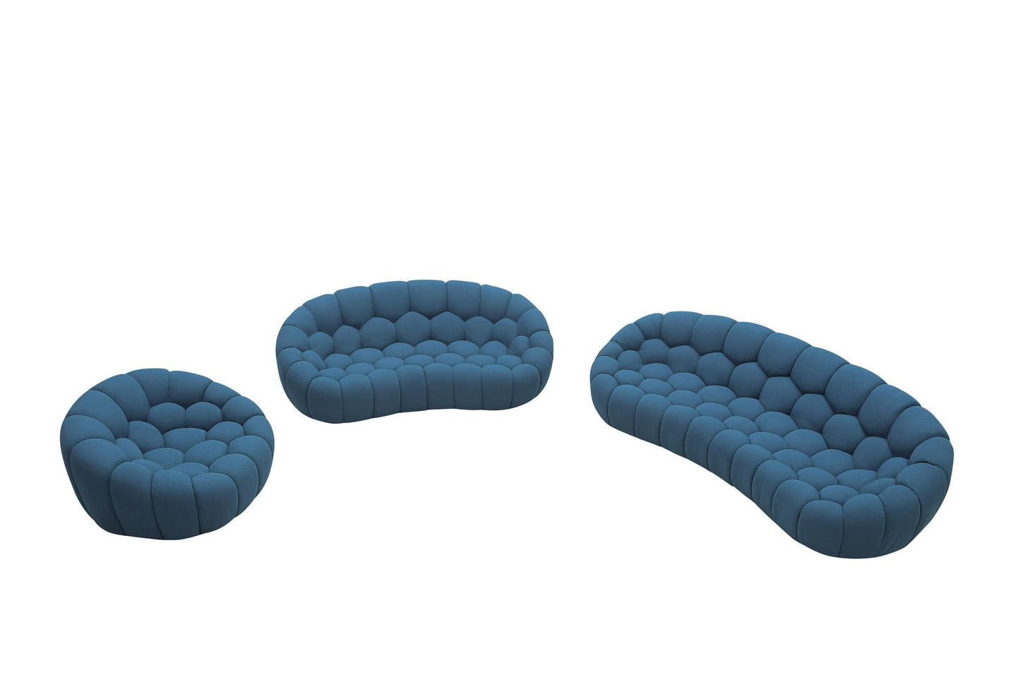 Pedro Afonso- Modern Curved Green Fabric Sofa Set