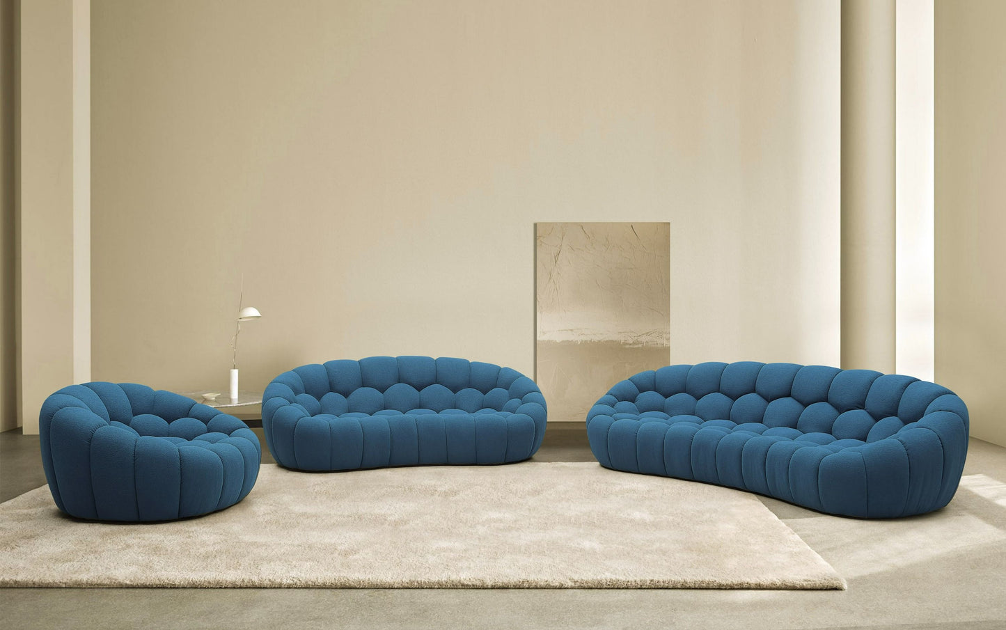 Pedro Afonso- Modern Curved Green Fabric Sofa Set