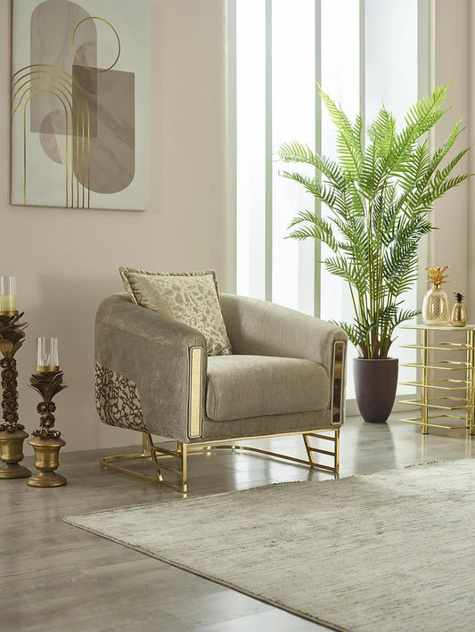 Cozyland Amora Chair (Beige and Gold)