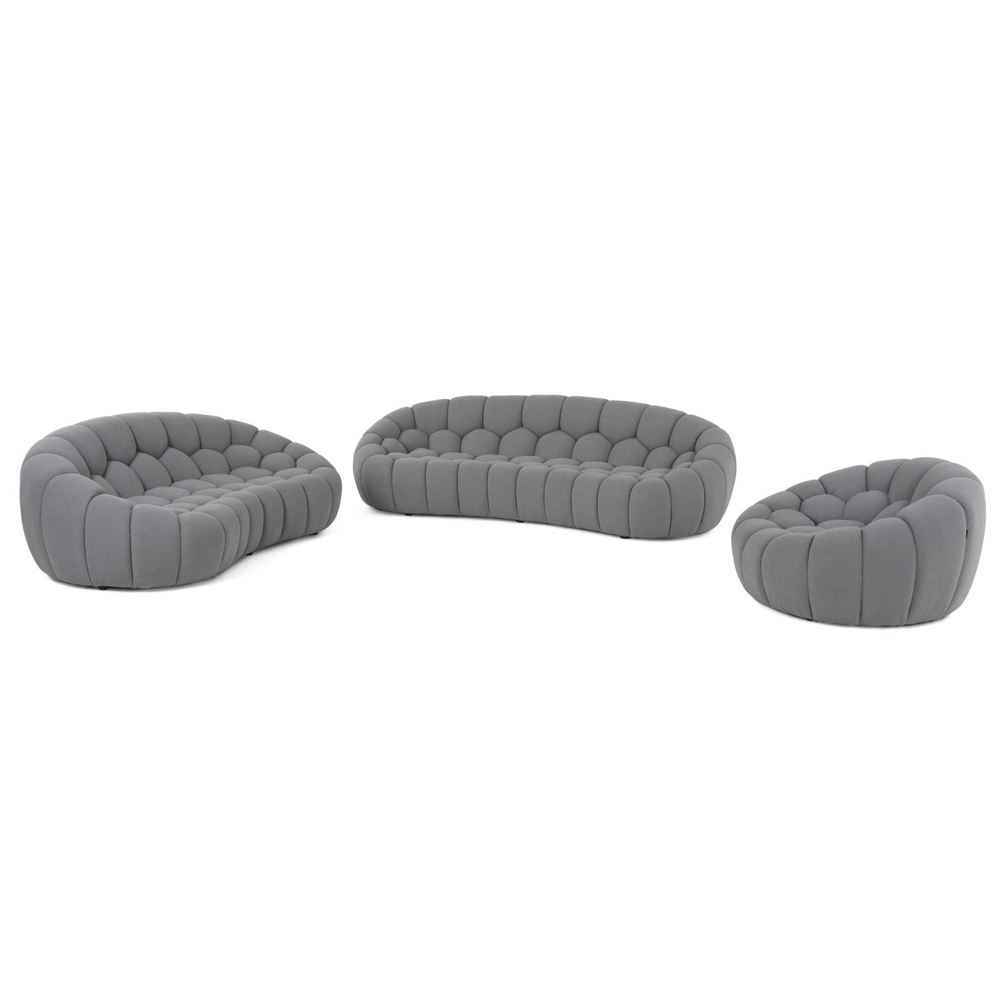 Pedro Afonso- Modern Curved Green Fabric Sofa Set