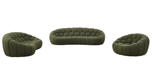 Pedro Afonso- Modern Curved Green Fabric Sofa Set